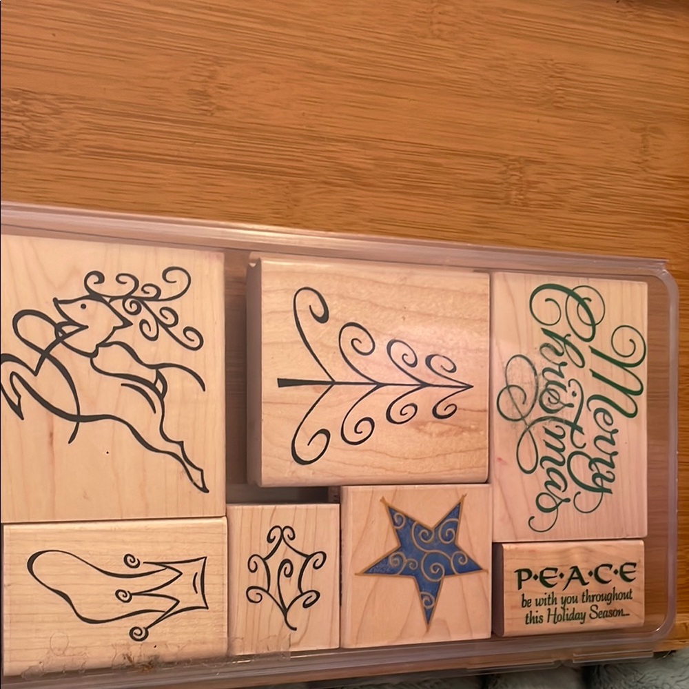 Holiday Stamp Set with tree and reindeer